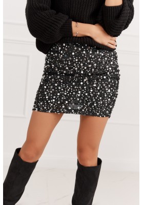 Mini sukňa s glamour flitrami čierna/strieborná