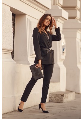 Stylové kalhoty s elegantními lisovanými okraji, černé