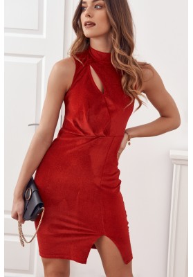 Elegantné šaty s červenými trblietkami