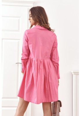 Oversize, košilové šaty se zapínáním na knoflíky, růžová