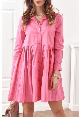 Oversize, košeľové šaty o zapínaním na gombíky, ružová