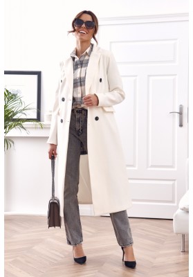 Elegantní, dlouhý kabát s podšívkou, bílý