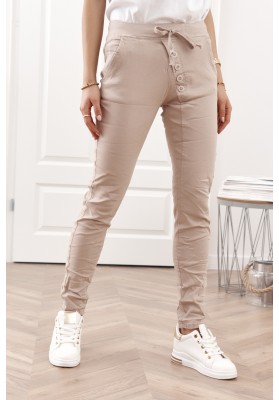 Moderní riflové kalhoty s elastickým pasem a vázáním na šňůrku