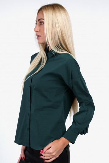 Zielona koszula z plisowaną falbaną 0223