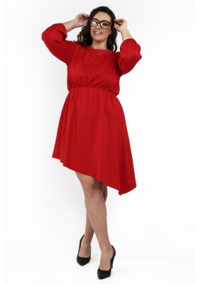 Sukienka asymetryczna w dużych rozmiarach czerwona B08