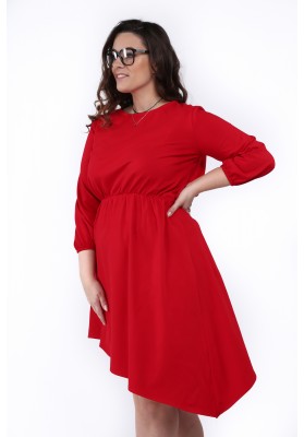 Sukienka asymetryczna w dużych rozmiarach czerwona B08